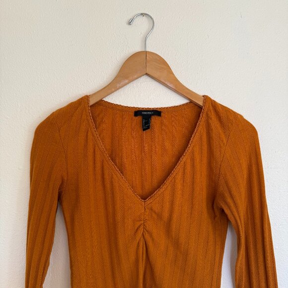 Forever 21 Tops - Forever 21 Mustard Yellow Long Sleeve Camisole Small